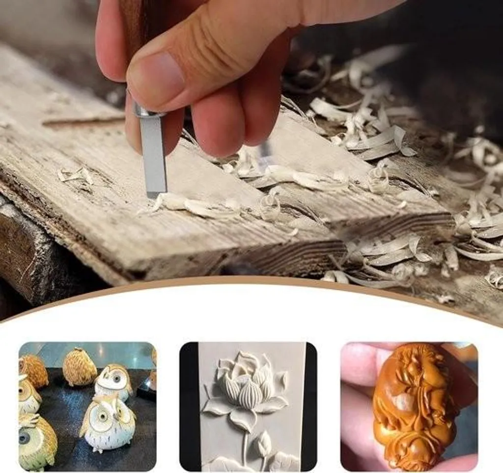 Set complet de sculpture bois : 11 outils de précision et bois à sculpter