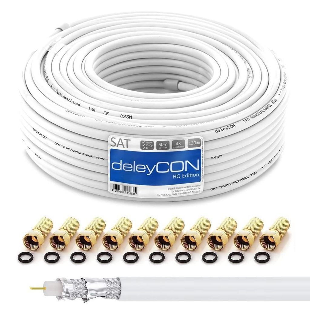deleyCON MK1551, 50 m, F, F, Weiß Produktbild 
