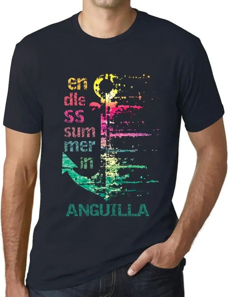 Herren Grafik T-Shirt Endloser Sommer auf Anguilla – Endless Summer In Anguilla – Öko-Verantwortlich Vintage Jahrgang Kurzarm Lustige Druck Ge...