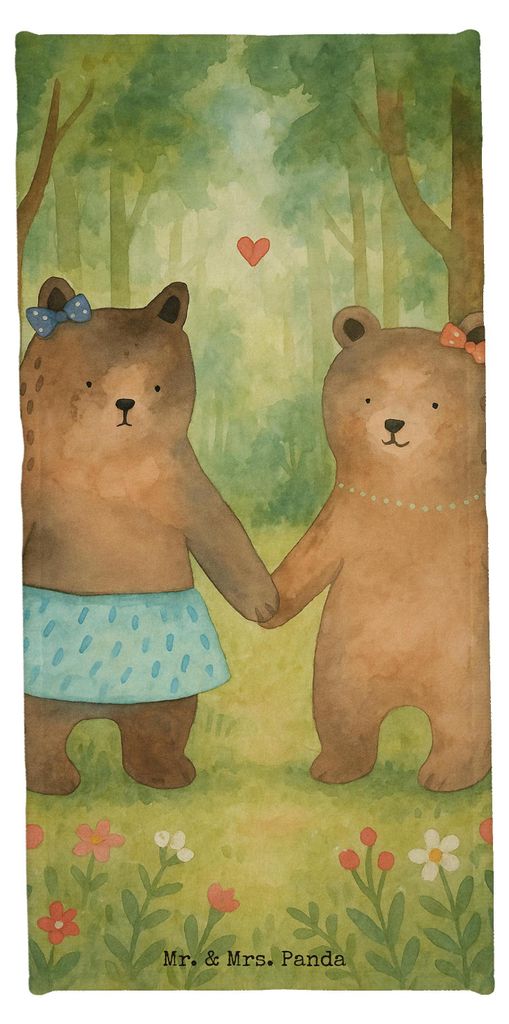 Mr. & Mrs. Panda Handtuch Bär Freundin Design - Weiß - Geschenk, Duschtuch, Teddy, Badhandtuch, Badehandtuch, Beste Freund Liebe Liebesbeweis Ver...