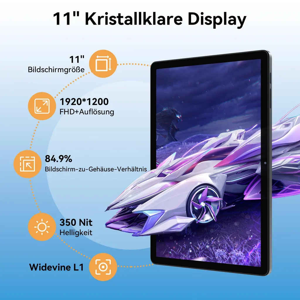 Zenva T90 Tablette 11 Pouces Android 16 - 24Go RAM 128Go ROM Widevine L1 - 6