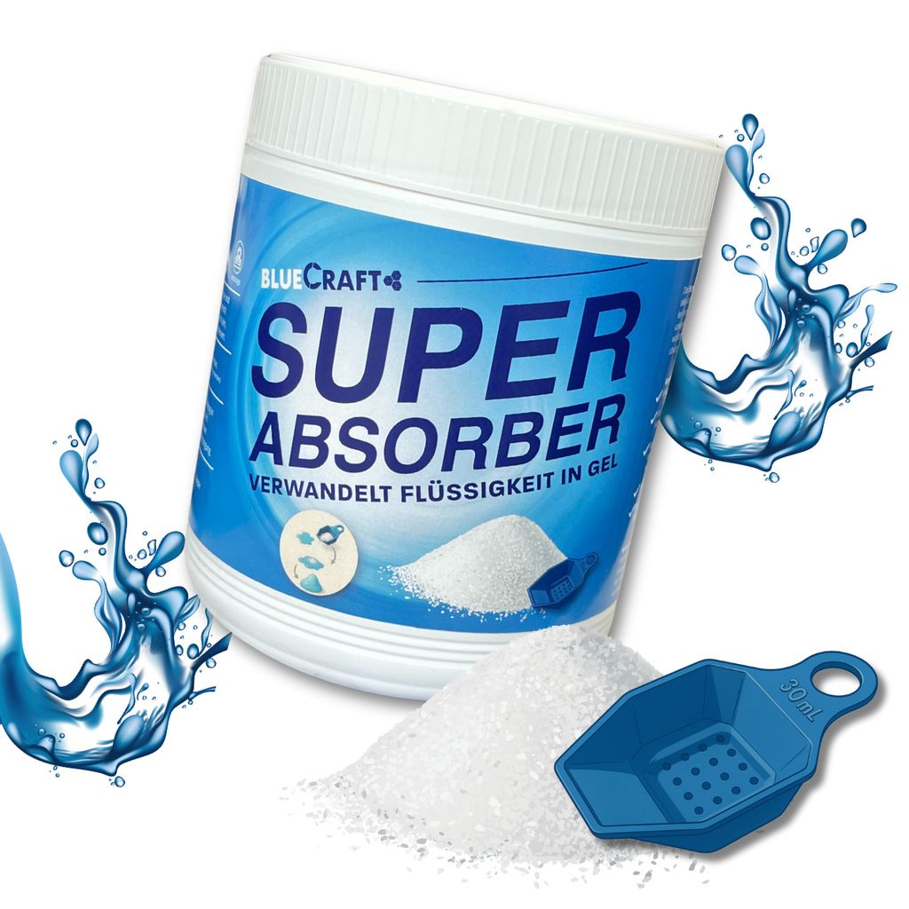 Super Absorber 900g – Bindemittel für Flüssigkeitein wie Wasser, Urin, Fäkalien, Öl uvm. | Für Camping Toilette, Haushalt | Kotz-Pilver Gran...