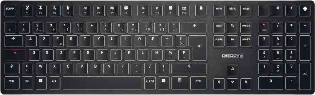 Clavier AZERTY Mécanique Ultra-Plat Cherry KW X ULP Noir avec Bluetooth