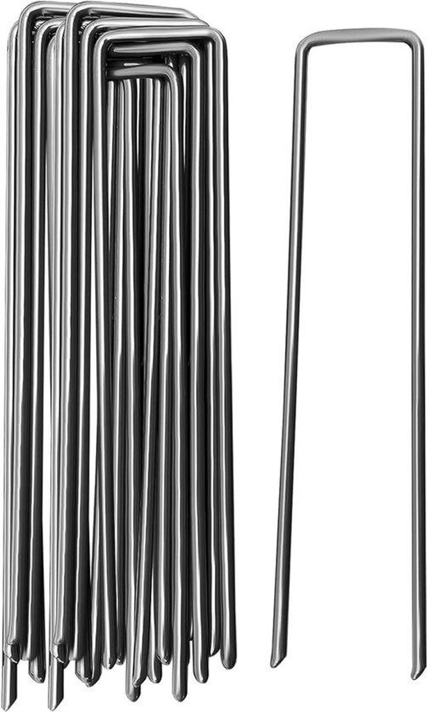 20 Stück Verzinkte Stahlanker - 150 mm Länge, Ø 3 mm - Platte Kop - Für Bodenbefestigung