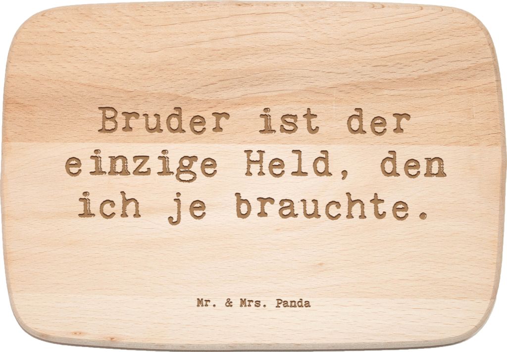 Mr. & Mrs. Panda Holz Servierbrett Spruch Bruder Held - Transparent - Geschenk, Frühstücksbrettchen, Küchenbrett, jausenbrett, Unterstützung, H...