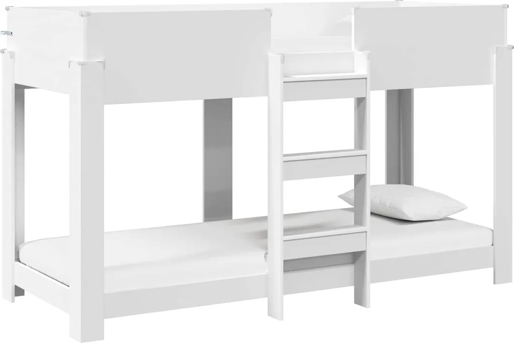 Lit superposé enfant en bois blanc 75 x 190 cm avec barrières de sécurité