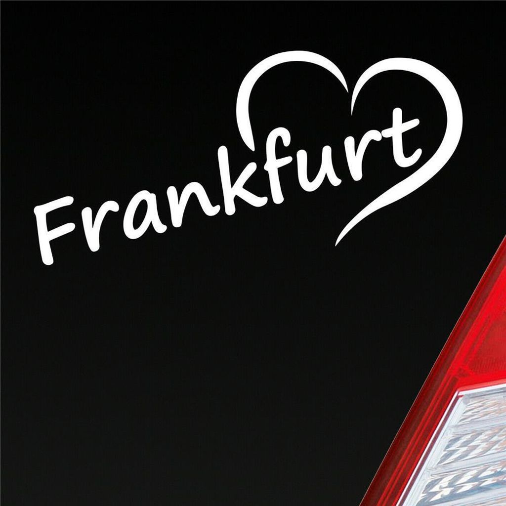 Auto Aufkleber Frankfurt Herz Stadt City Liebe Love Heimat 18x8 cm Weiss Matt Sticker Heckscheibenaufkleber