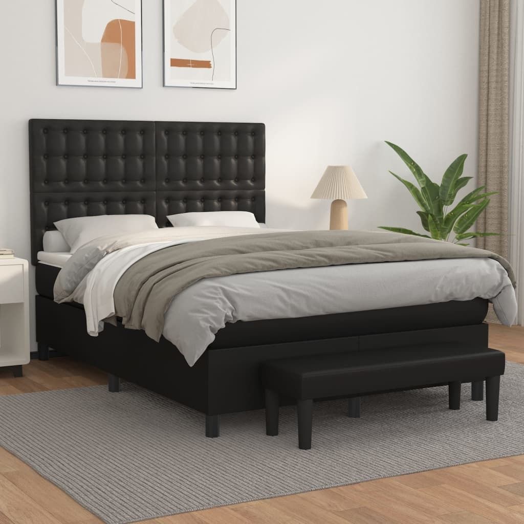 Maison Exclusive - Boxspringbett mit Matratze Schwarz 140x200 cm Kunstleder