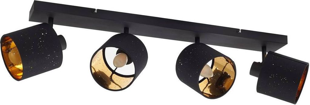 Lindby Deckenleuchte Vasilia, 4-flammig, schwarz/gold, Stoff
