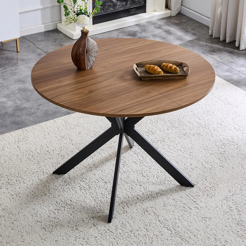 Table extensible gain de place en noyer et métal pour petits espaces - 2