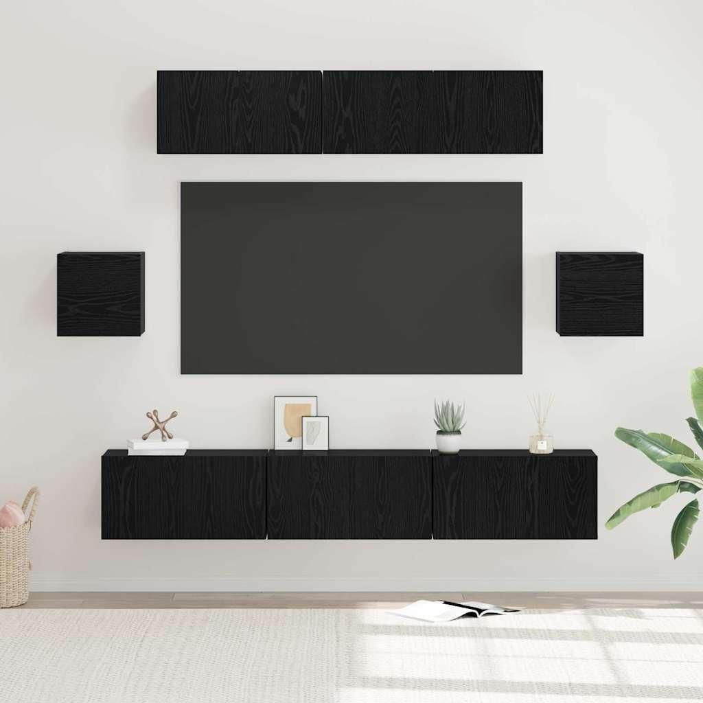 Möbel TV-Schrank-Set 7 pcs Schwarze Eiche 80 x 30 x 30 cm - TV-Schränke 3393409