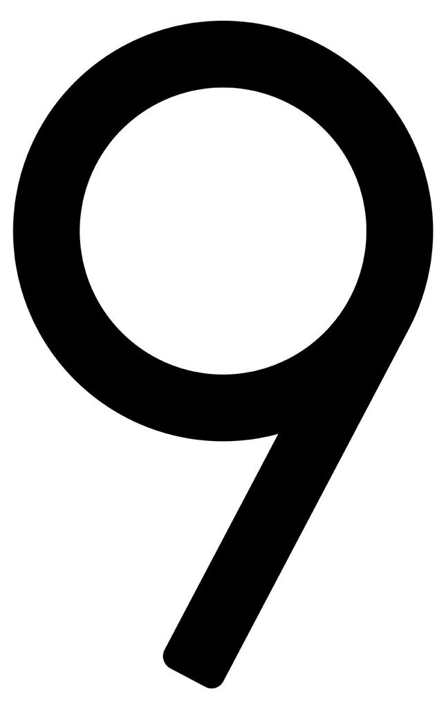 Selbstklebende Hausnummer "9" - 200 mm in Schwarz