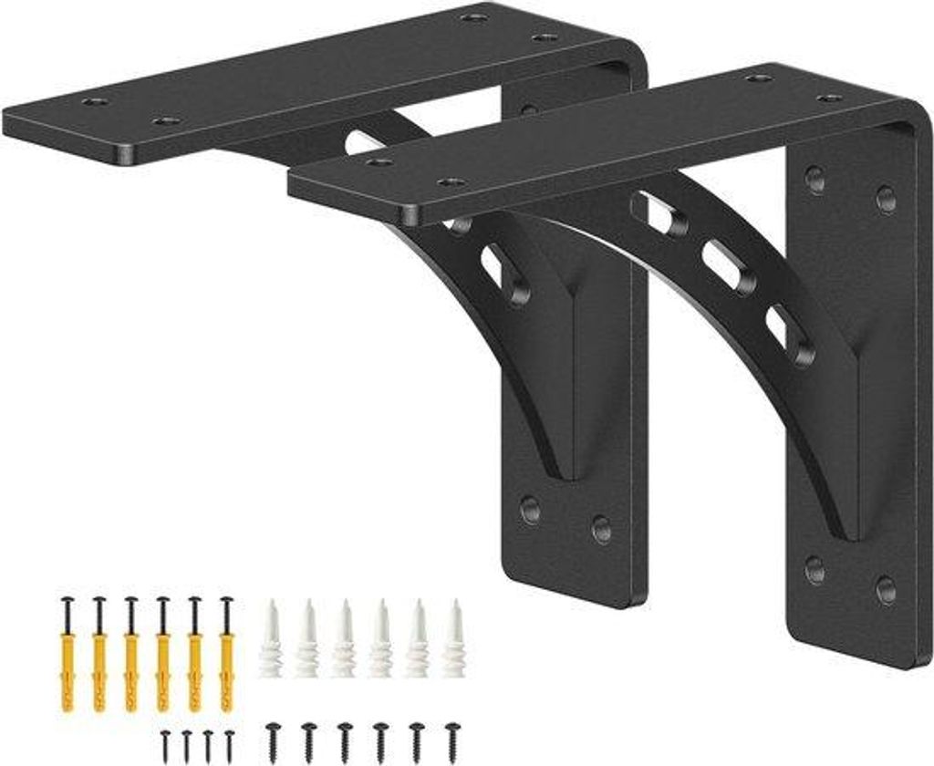 Schwere Winkelstützen - Wandstützen - Kaminstützen - Gussstahl - 6 x 5 Zoll - Matt Schwarz