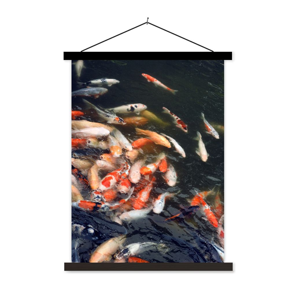 MuchoWow Textilposter Ein voller Teich mit Koi-Karpfen 40x53 cm mit schwarzem Rahmen - Abbildung