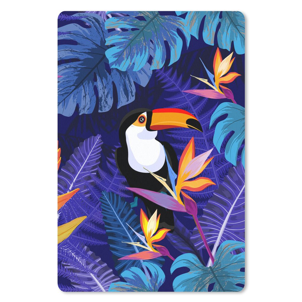 MuchoWow Mauspad Mousepad Dschungel - Tukan - Blumen - Pflanzen - Kinder - Lila - Tiere 18x27 cm - Mousepads - Maus Mat - Pad - Mausunterlage