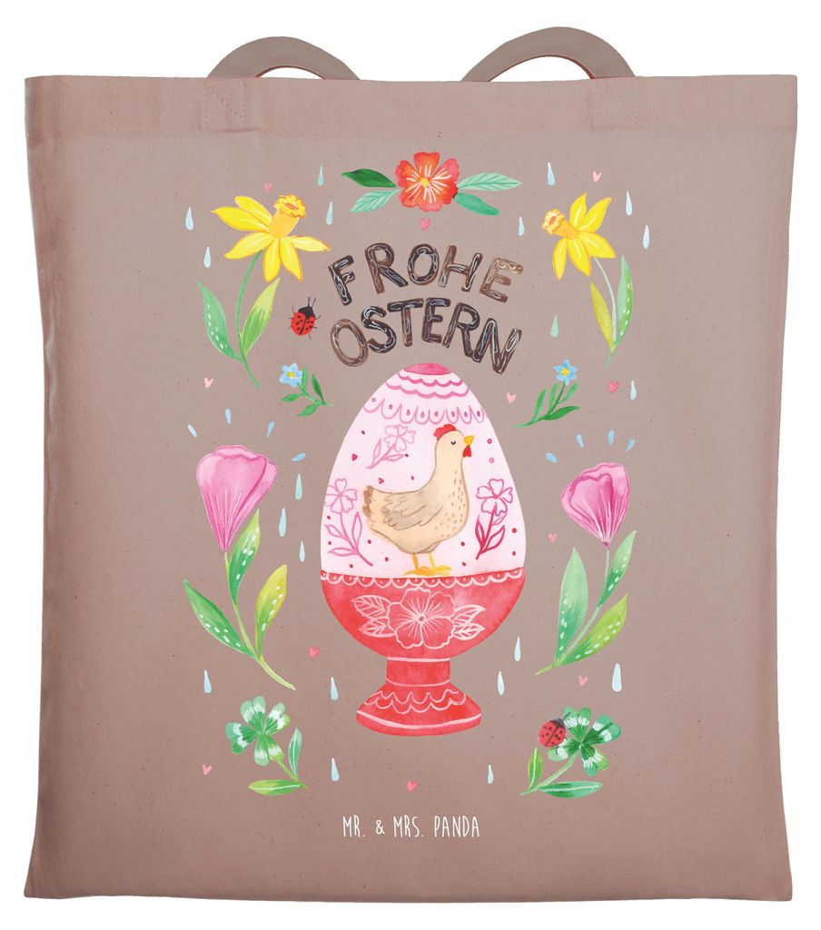 Mr. & Mrs. Panda Schultasche Ostern Ei - Braun Pastell - Geschenk, Tasche, Laptoptasche, Tote Bag, Einkaufstüte, Shopping