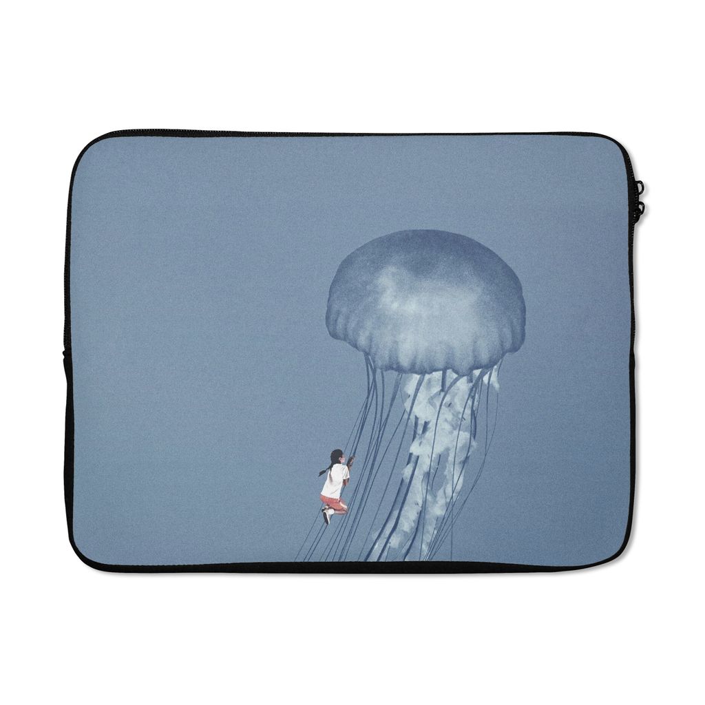 MuchoWow Laptop Hülle 17 Zoll Laptoptasche Kinder - Quallen - Meerestiere - Vintage - Zipper - Schutzabdeckung