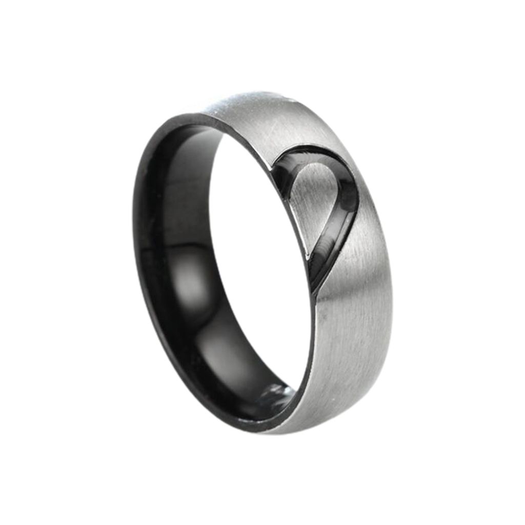 Paar-Ring, rund, halbes Herzmuster, Schmuck, heller Glanz, Strass-Ring für den Valentinstag-12 Männer