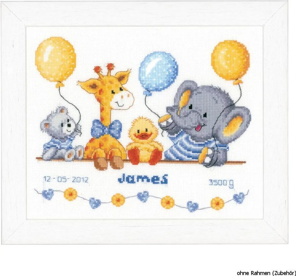 Set de broderie au point de croix pour naissance - Vervaco Baby Shower