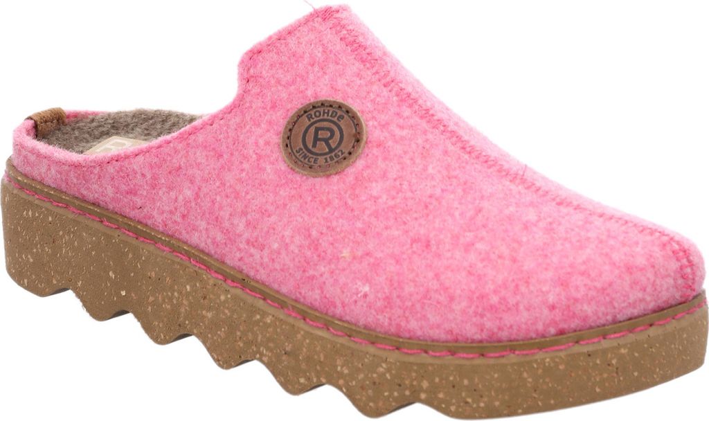 Rohde Damen Pantoffel Hausschuh Filz Plateausohle lose Einlagen Foggia-D 6120, Größe:41 EU, Farbe:Pink