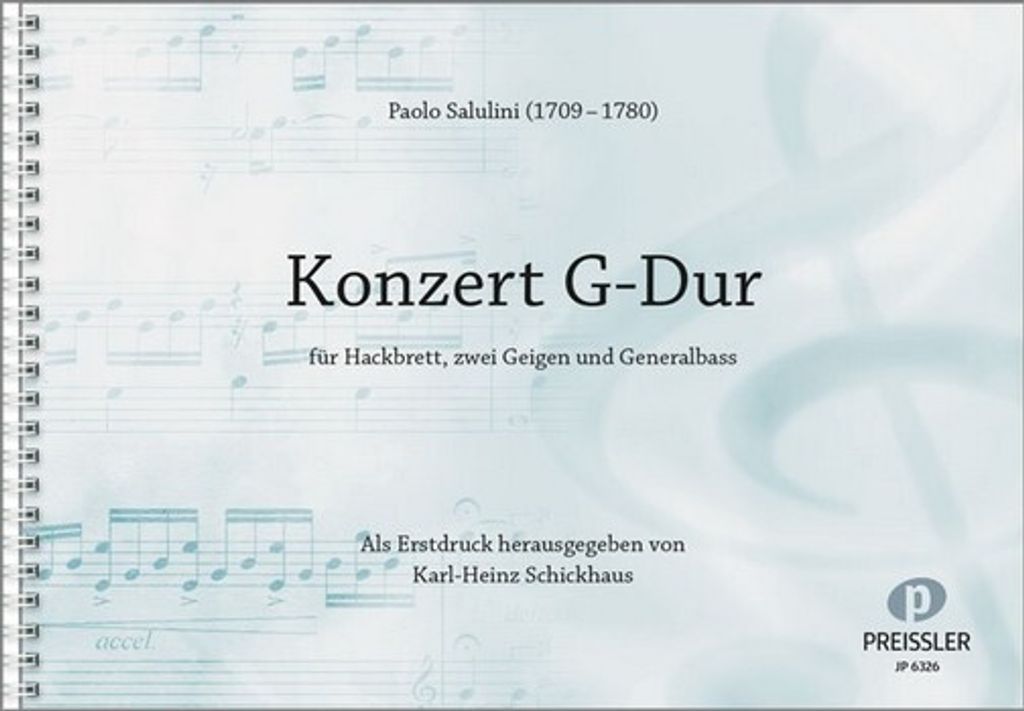 Konzert G-Dur für Hackbrett, 2 Violinen und Bc Partitur und Stimmen