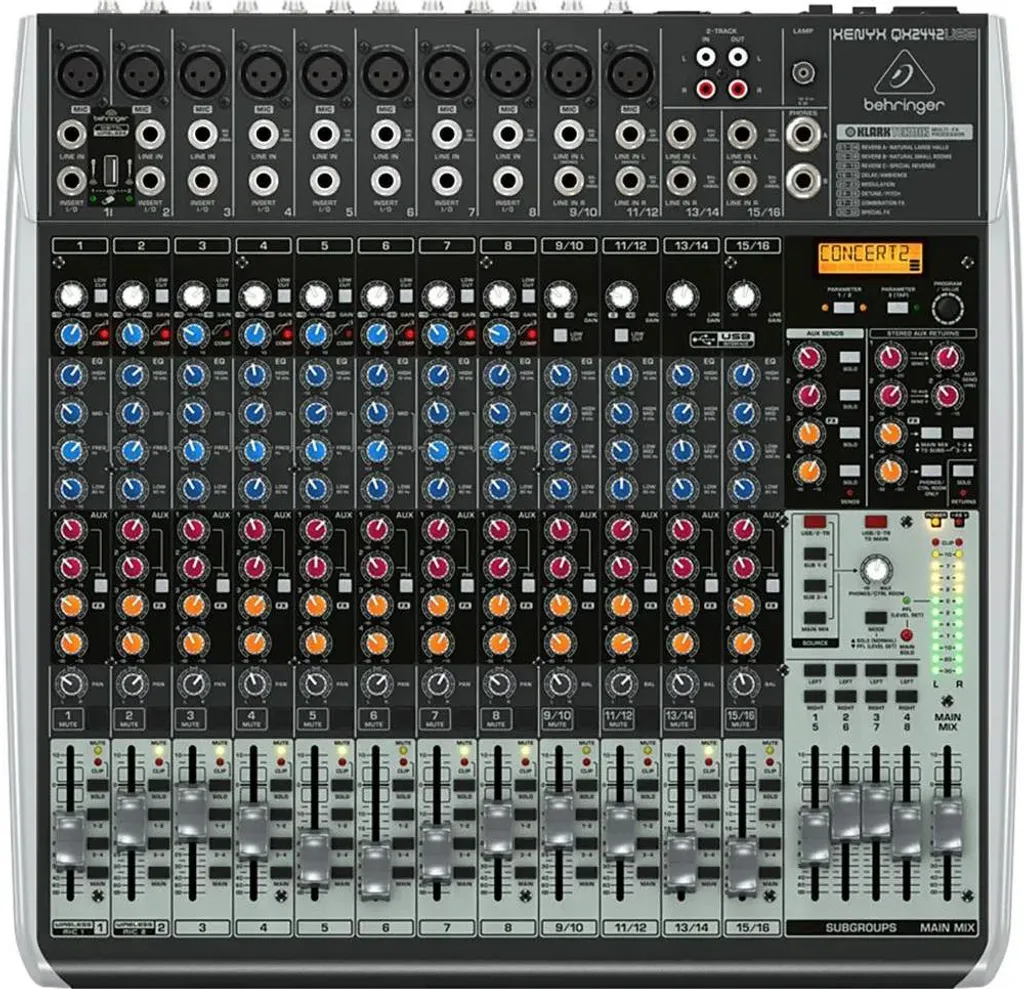 Mélangeur Audio Behringer QX2442USB 24 Canaux pour Studio et Sonorisation