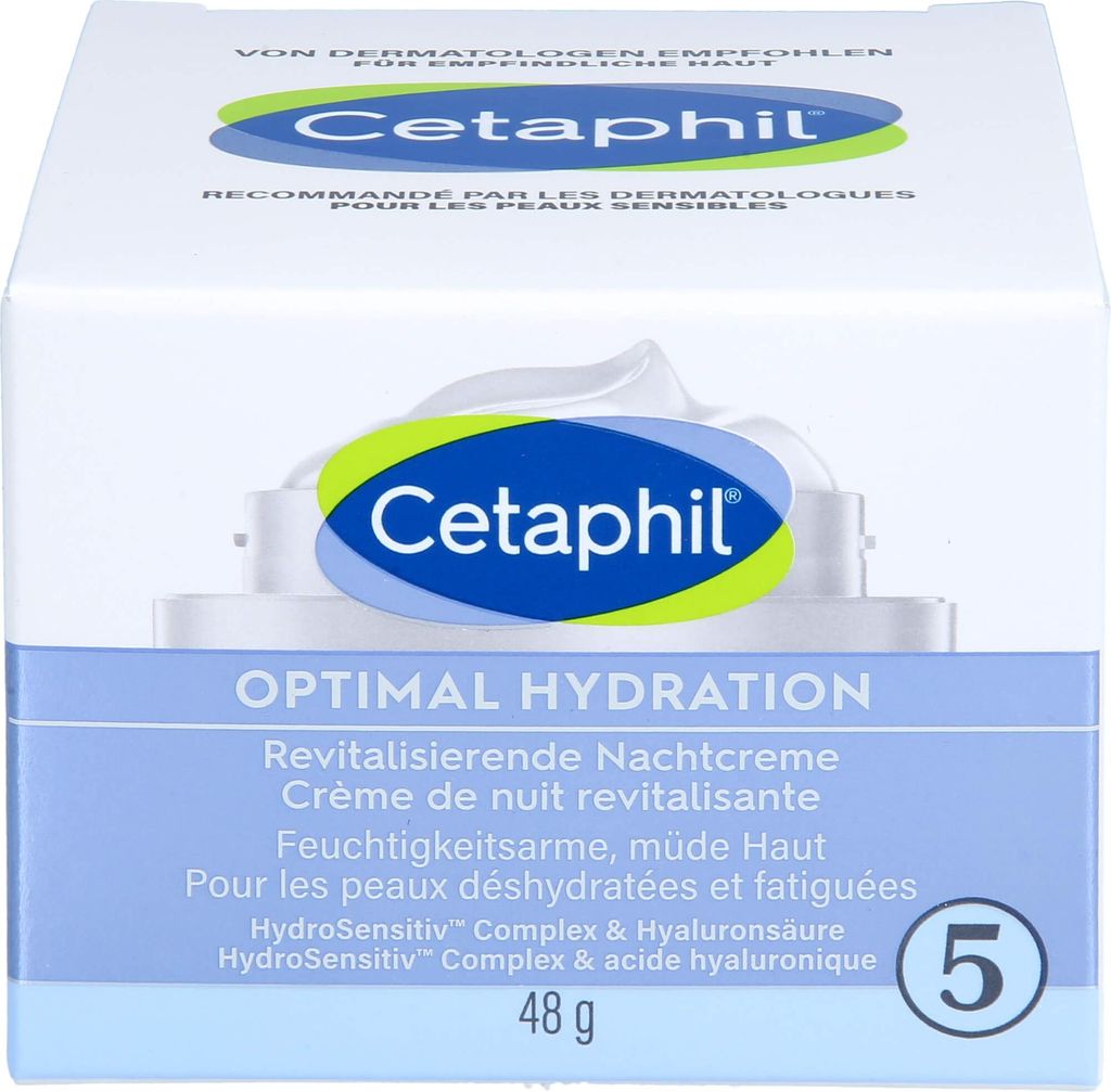 Cetaphil Optimal Hydration revitalisierende Nachtcreme für feuchtigkeitsarme, müde Haut, 48 g Creme
