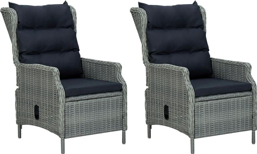 vidaXL 9-tlg. Garten-Essgruppe mit Auflagen Poly Rattan Hellgrau