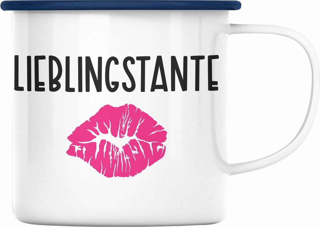 Trendation - Beste Tante Ever Emaille Tasse Geschenk Geburtstag Weihnachten Lustig Geschenkideen von Nichte Lieblingstante (Blau)
