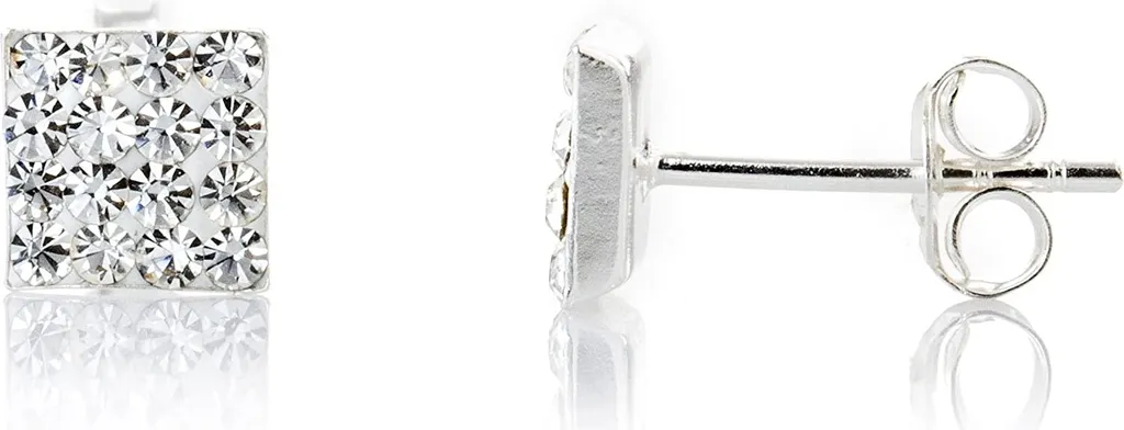Orecchini Unisex Professionale Argento 925 Cristallo Bianco 6mm