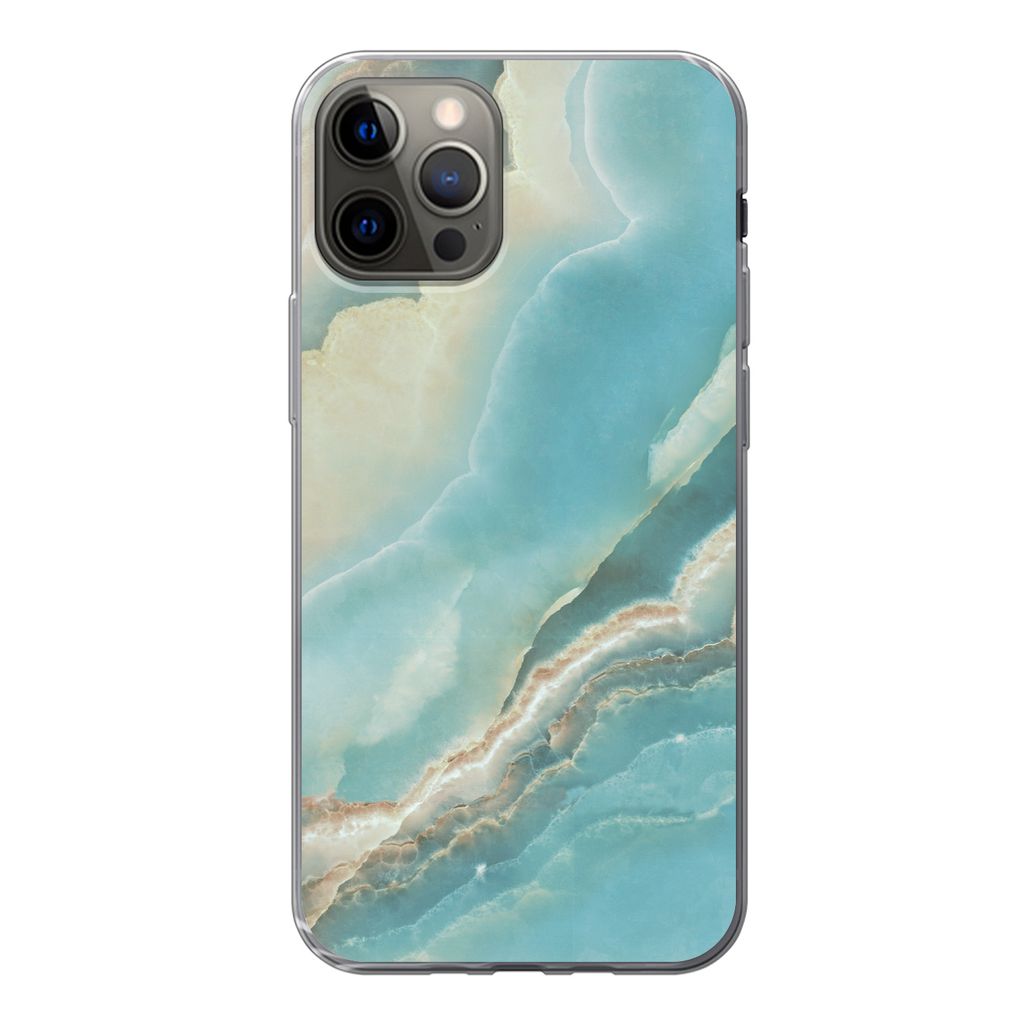 MuchoWow Handyhülle Schutzhülle Hülle für iPhone 12 Pro Naturstein - Mineralien - Chic Silikon Softcase Handy Hülle - Abdeckung