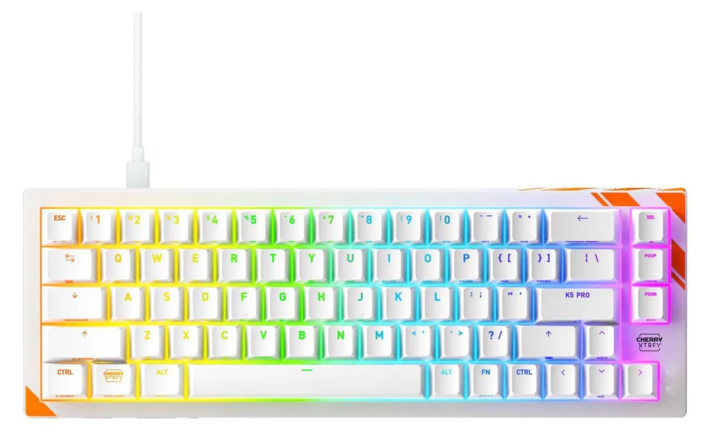 Clavier RGB CHERRY K5 PRO TMR Compact Mécanique Blanc Orange en USB Filaire