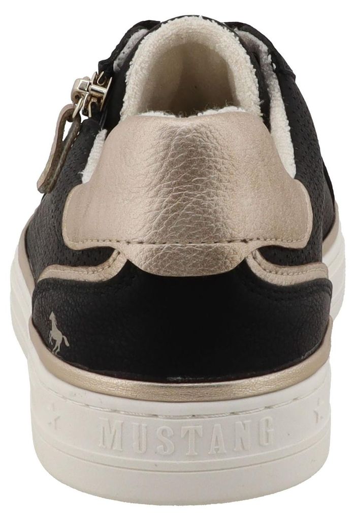 Mustang Damen Sneaker perforiert Reißverschluss Retro 26M0032006, Größe:42 EU, Farbe:Schwarz