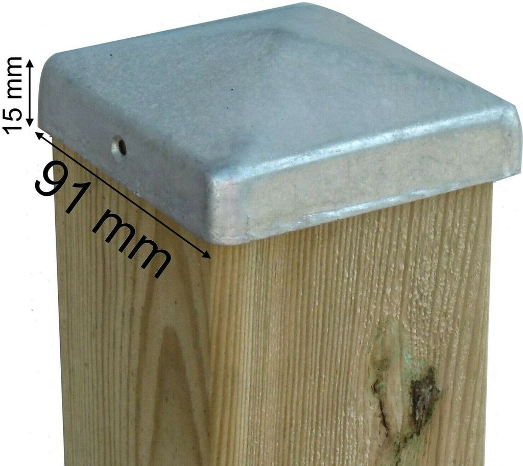 Verzinkte Pfostenkappen 90 mm Pyramide Holz-Posten Witterungsschutz Zaunpfosten