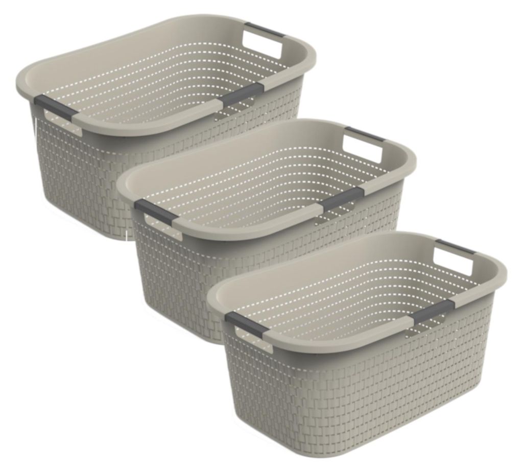 Rotho 3er-Set Wäschekorb 40L Country - Wäschesammler groß - Produktbild 