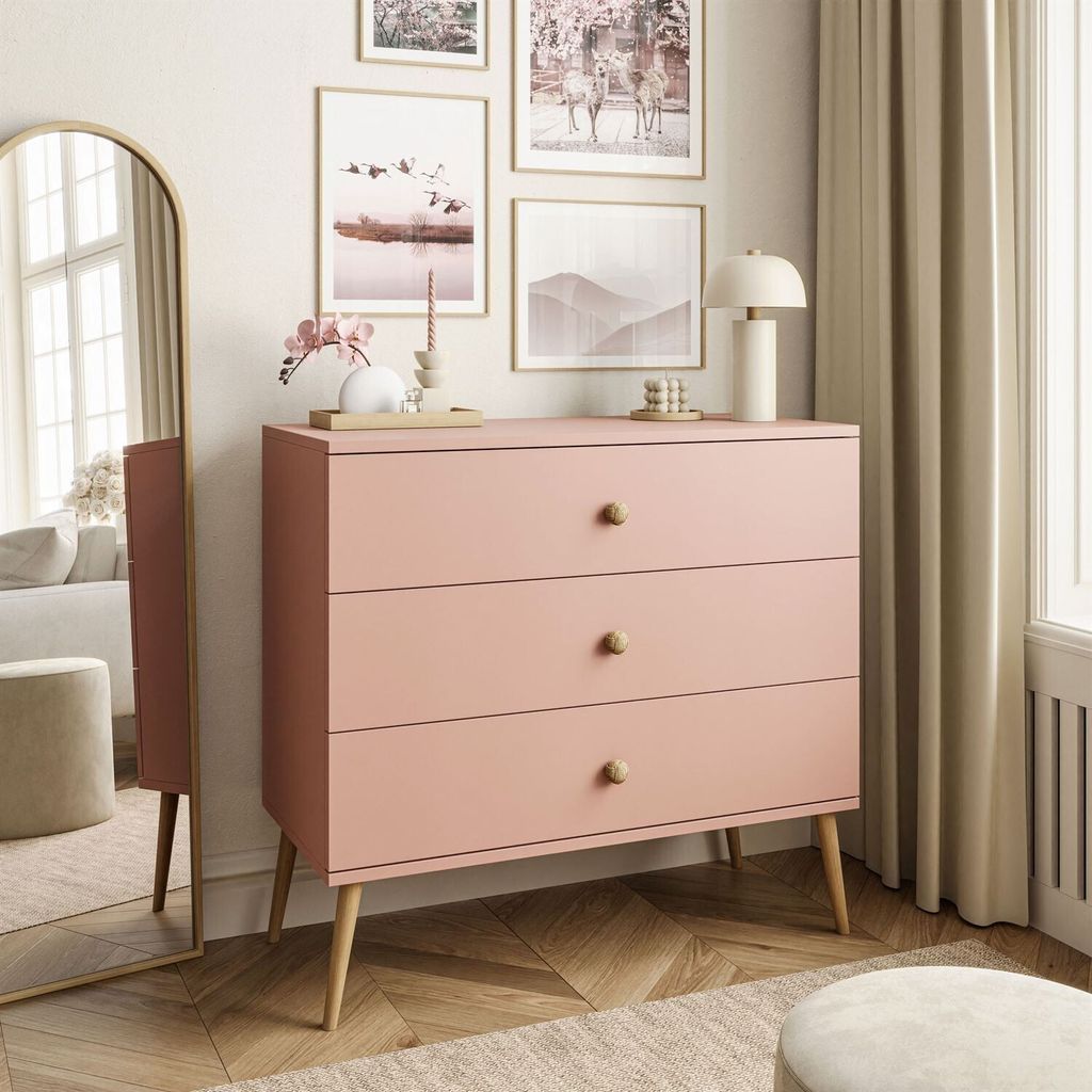 Kommode mit Schubladen HARMONY Natürlich Rosa Produktbild 