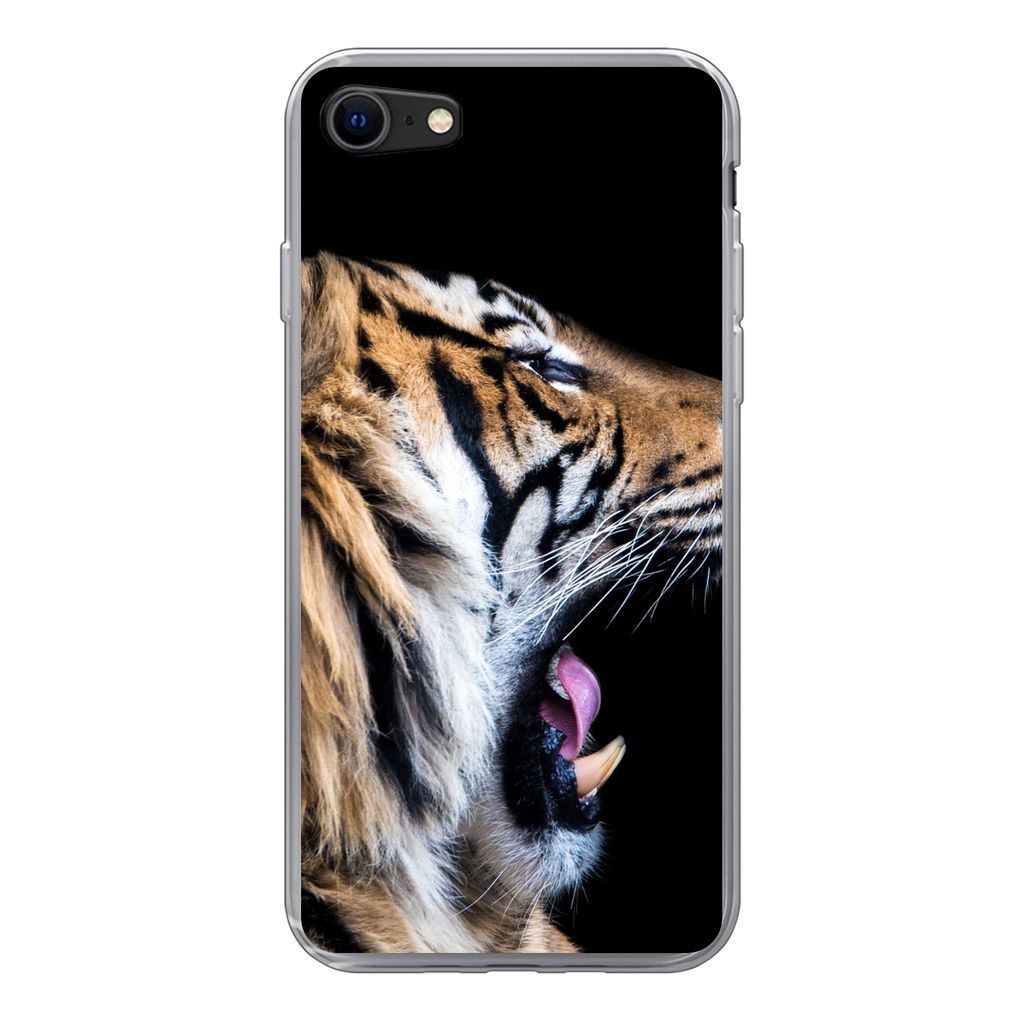 MuchoWow Handyhülle Schutzhülle Hülle für iPhone SE 2022 Tiger - Tiere - Porträt Silikon Softcase Handy Hülle - Schutzhülle