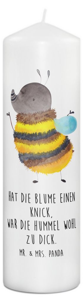 Mr. & Mrs. Panda Kerze Hummel flauschig 29 x 8 cm XL - Weiß - Geschenk, Blockkerze, Erinnerungskerze, Stumpenkerze, Lustige Sprüche, Biene, Natur...