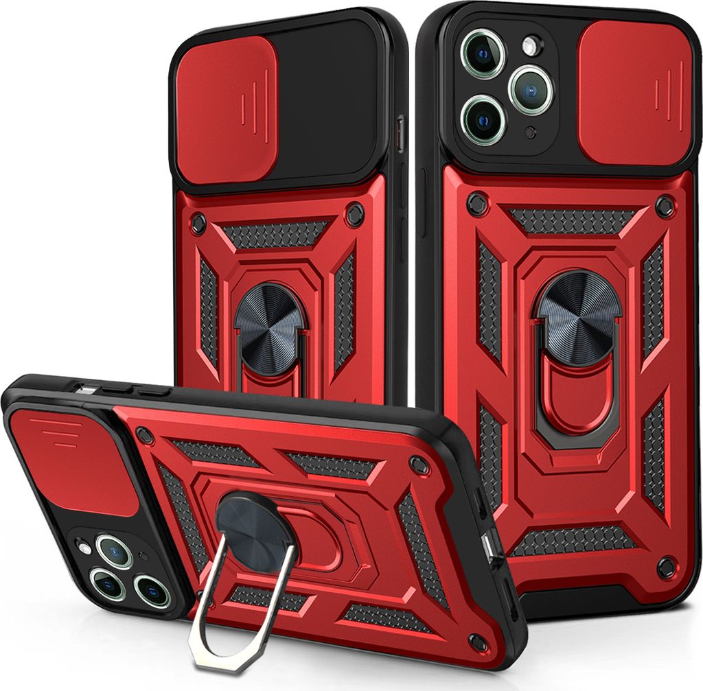 iPhone 11 Pro Hülle mit 360° Drehbarer Magnetische Ring Ständer Halter Dia Kameraschutz TPU Bumper Silikon Schutzhülle für iPhone 11 Pro Rot