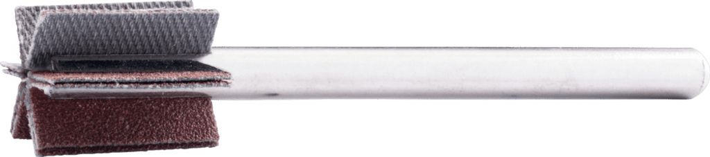 PFERD TOOLS Korund Fächerschleifer F Ø 15x20mm Schaft-Ø 6 mm Länge 60 mm Lamellen 6x2 Lamellen A120 für Feinschliff und Finish