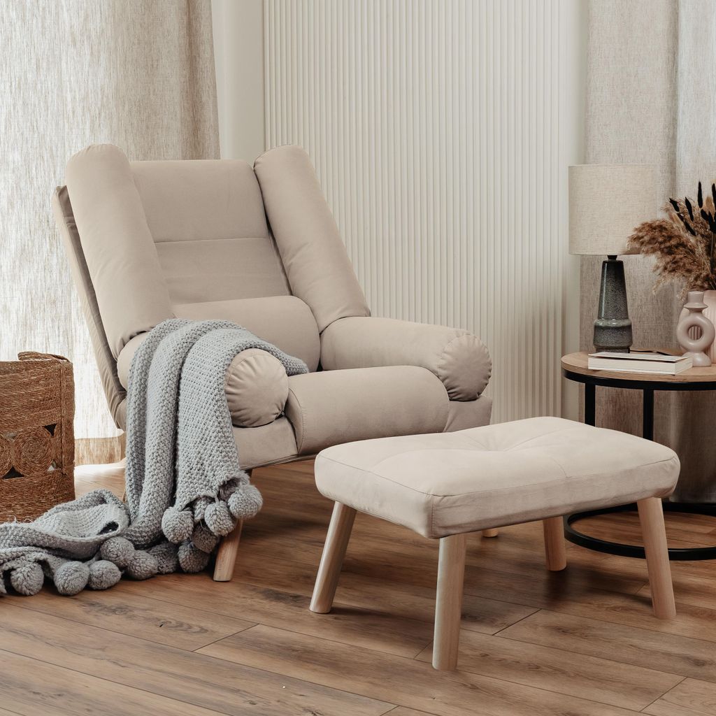 Idohome - Ausklappbarer Sessel mit Fußhocker LILA Produktbild 