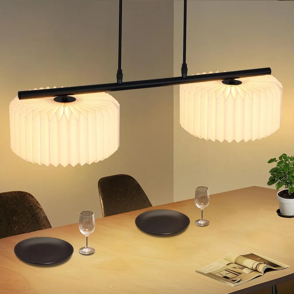 Éclairage de Chambre Doux avec Suspension en Papier Blanc 2 Flammes ZMH