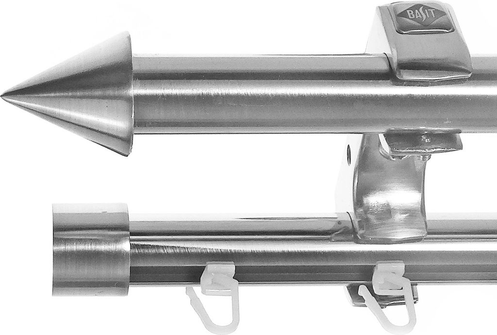 Rohr+Innenlauf Gardinenstange Ø20mm Edelstahl Look 2-läufig Deckenträger D60 RI