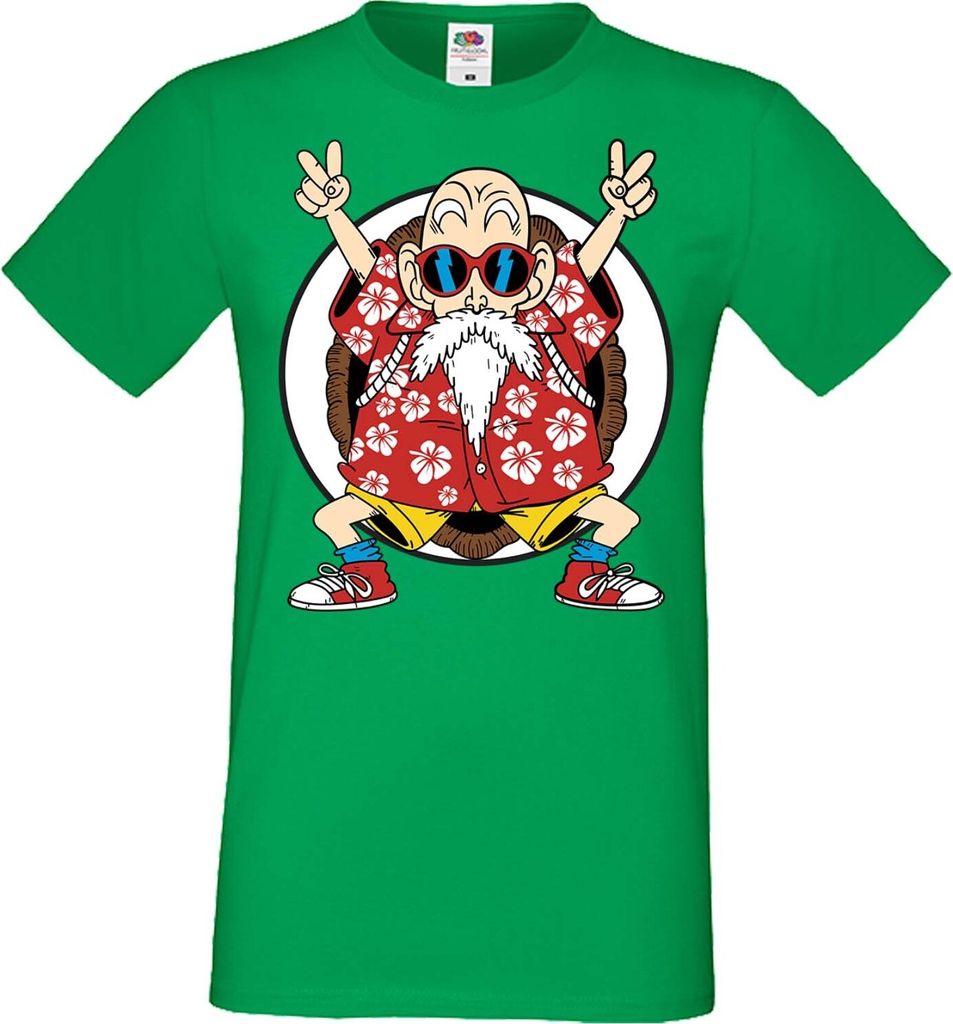 Herren T-Shirt Anime Manga Dragon Anime Manga Ball Z Master Roshi 02 Dbz Sensei, Man XL / Grün