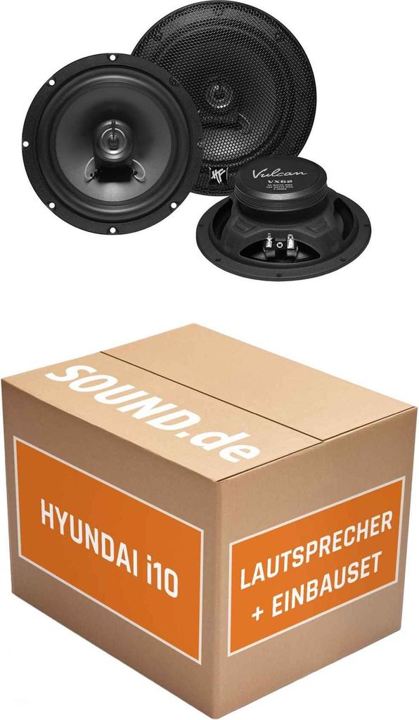 Lautsprecher Boxen Einbaupaket hinten Hifonics VX62 passend für Hyundai i10 + 3. Generation | 2x Tief-Mitteltöner mit integriertem Hochtöner 180...