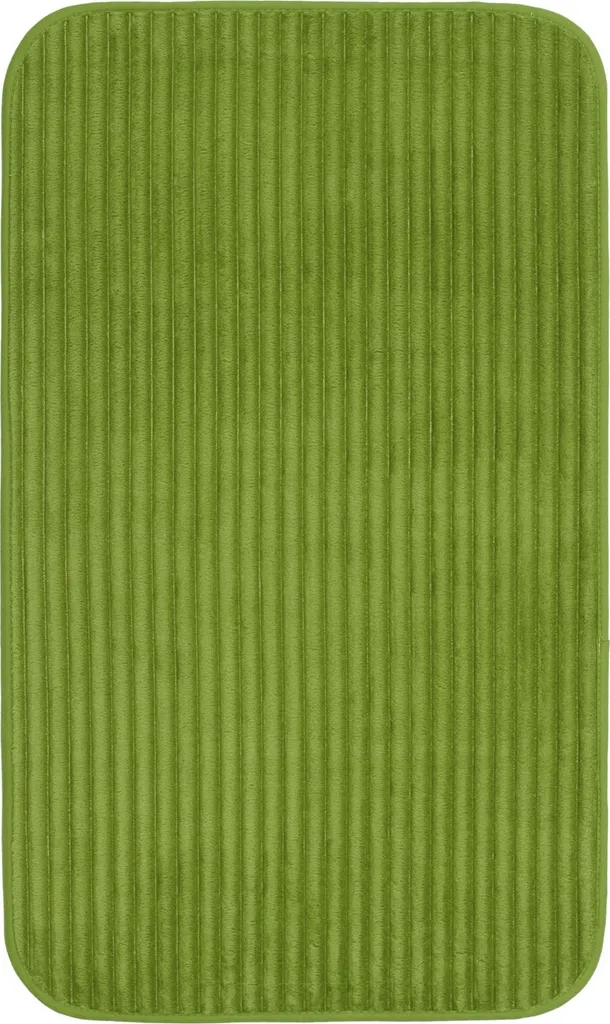 Tapis de bain vert foncé 60x100 cm en polyester aspect velours côtelé