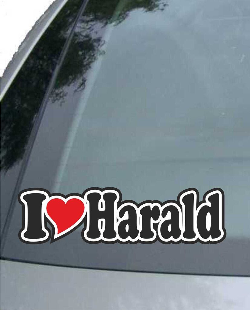 INDIGOS UG - Aufkleber / Autoaufkleber I Love Heart - Ich liebe mit Herz 15 cm - I LOVE Harald - Auto LKW Truck - Sticker mit Namen vom Mann Frau Kind