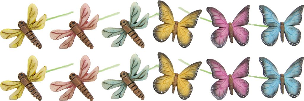 12x FADEDA Schmetterlings-Libellenset / Höhe:2 cm / handbemalt / detailgetreue Krippen Figuren - Weihnachten Tisch Dekoration Krippe Zubehör