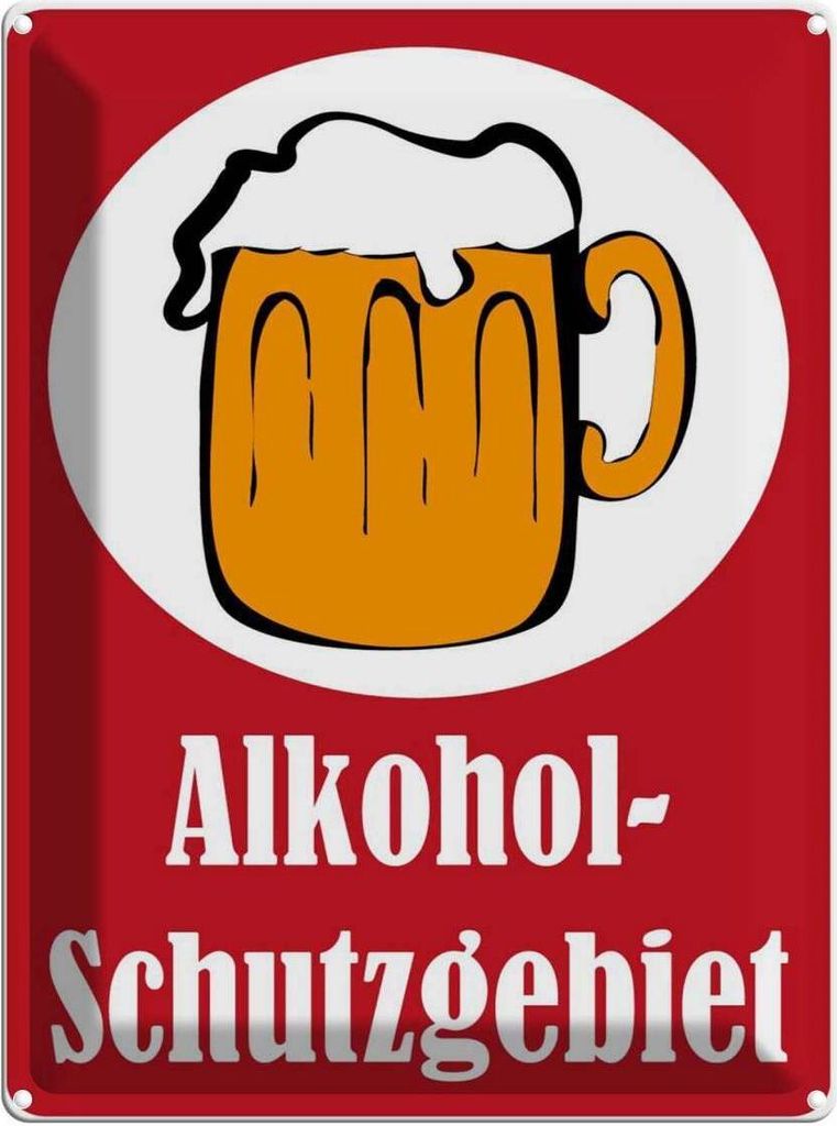 vianmo Blechschild 40x30 cm Alkohol Schutzgebiet (rot) Bar Club