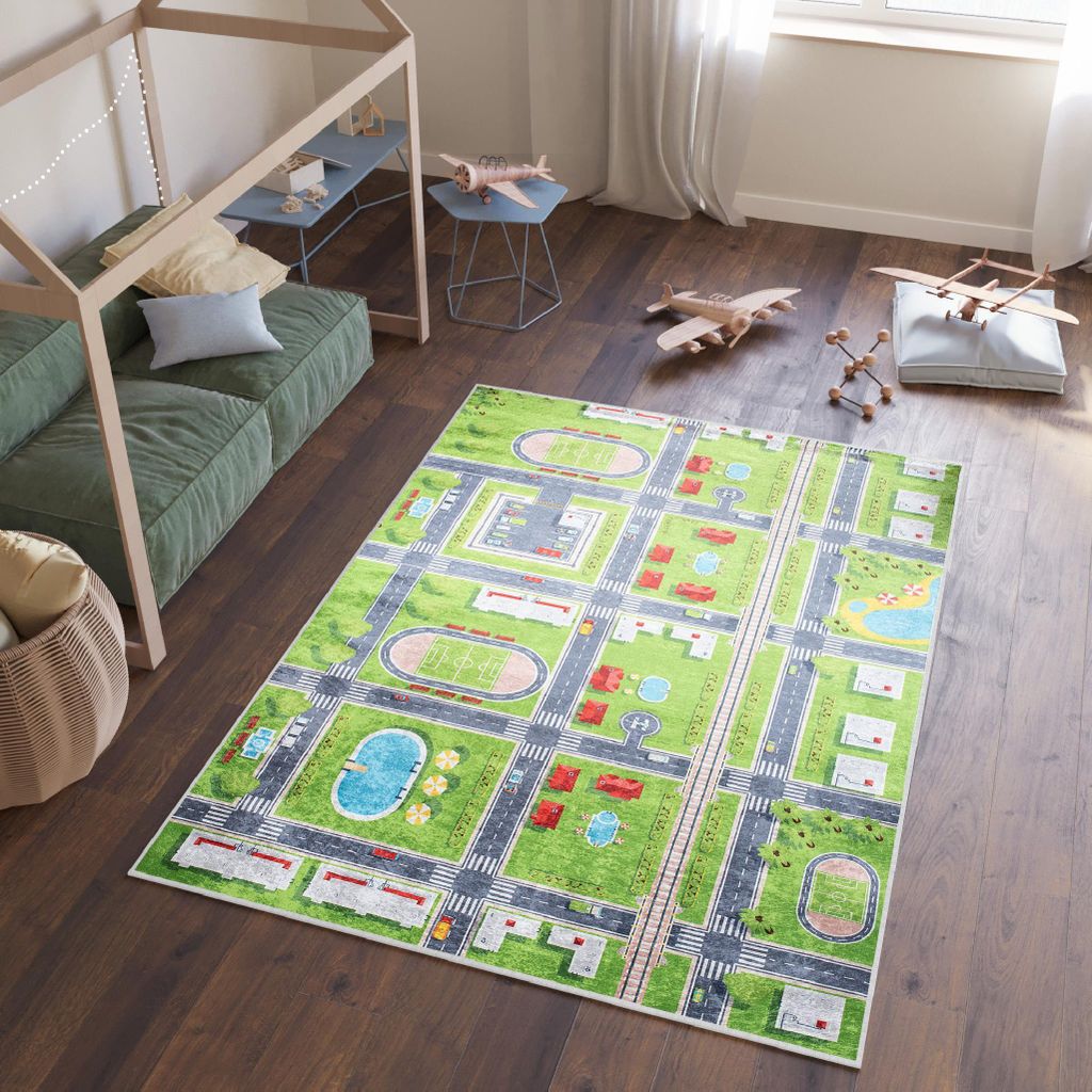 Tapiso Teppich EMMA Modern Kinderzimmer Grün Schlafzimmer 80 x 150 cm